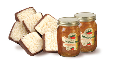 Orange marmalade jars and coconut patties included with the Grand Slam Deluxe gift