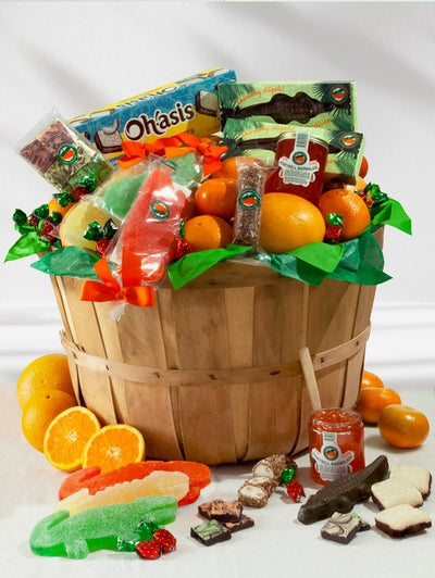 Grove Basket with Florida Navel oranges, Ruby Red grapefruit, citrus candy, and gourmet treats